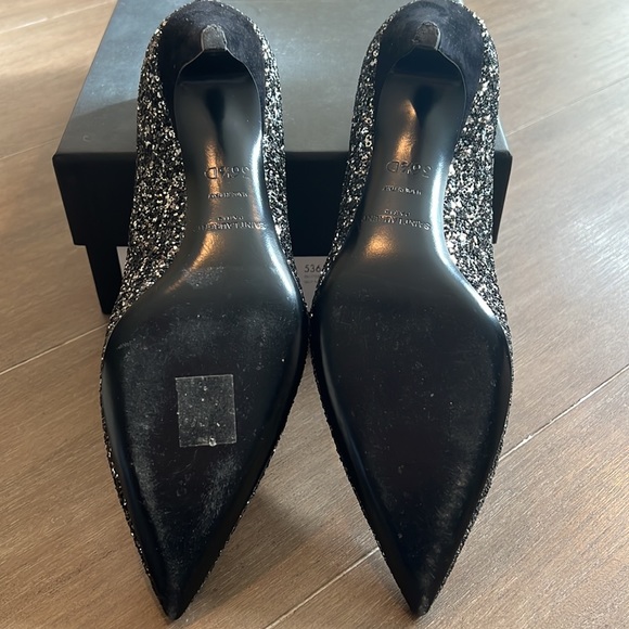 Saint Laurent heels, size 36+, black & silver glitter with a small kitten heel. - Picture 3 of 7